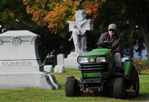 Mowing at the Elmwood Cemetery in Barre