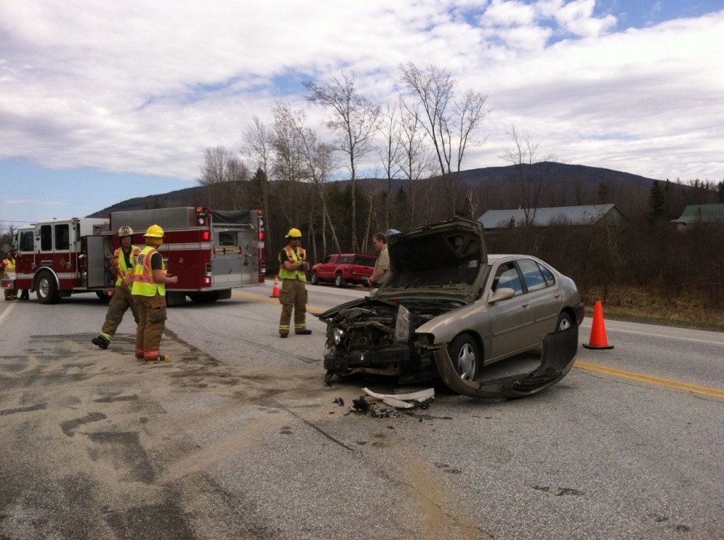 At least one person was injured when this car ran into a truck in Mount Holly Wednesday. State police were at the scene Vyto Starinskas / Staff Photo