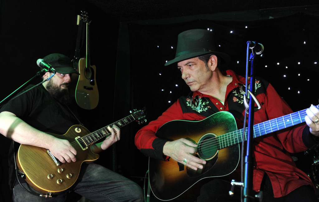 Jeb Wallace-Brodeur / Staff Photo Jason Merrihew and Mark LeGrand play at the Honky Tonk Happy Hour at Sweet Melissas in Montpelier